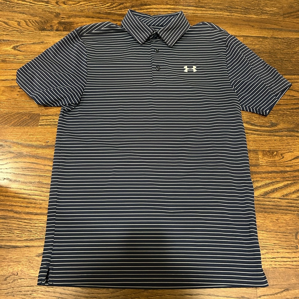 Under Armour Men's Navy Blue Striped Polo Shirt